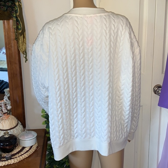 Joe Fresh plus size cream cableknit pullover sweatshirt top 1X new - Picture 9 of 11